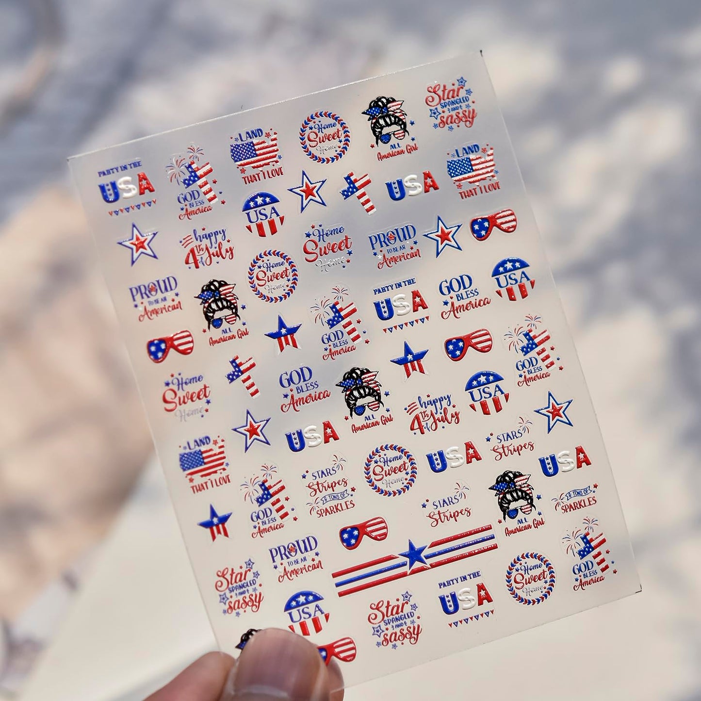 4th of July Nail Stickers 5D Independence Day Nail Art Stickers Embossed Nails Decals Star American Flag Nail Designs Self-Adhesive Nail Art Decals Nails Supplies for Women Girls DIY Manicure