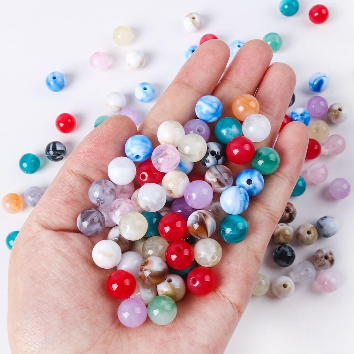 100-Piece 8mm Retro Synthetic Agate Set - Bulk DIY Supplies for Jewelry Crafting