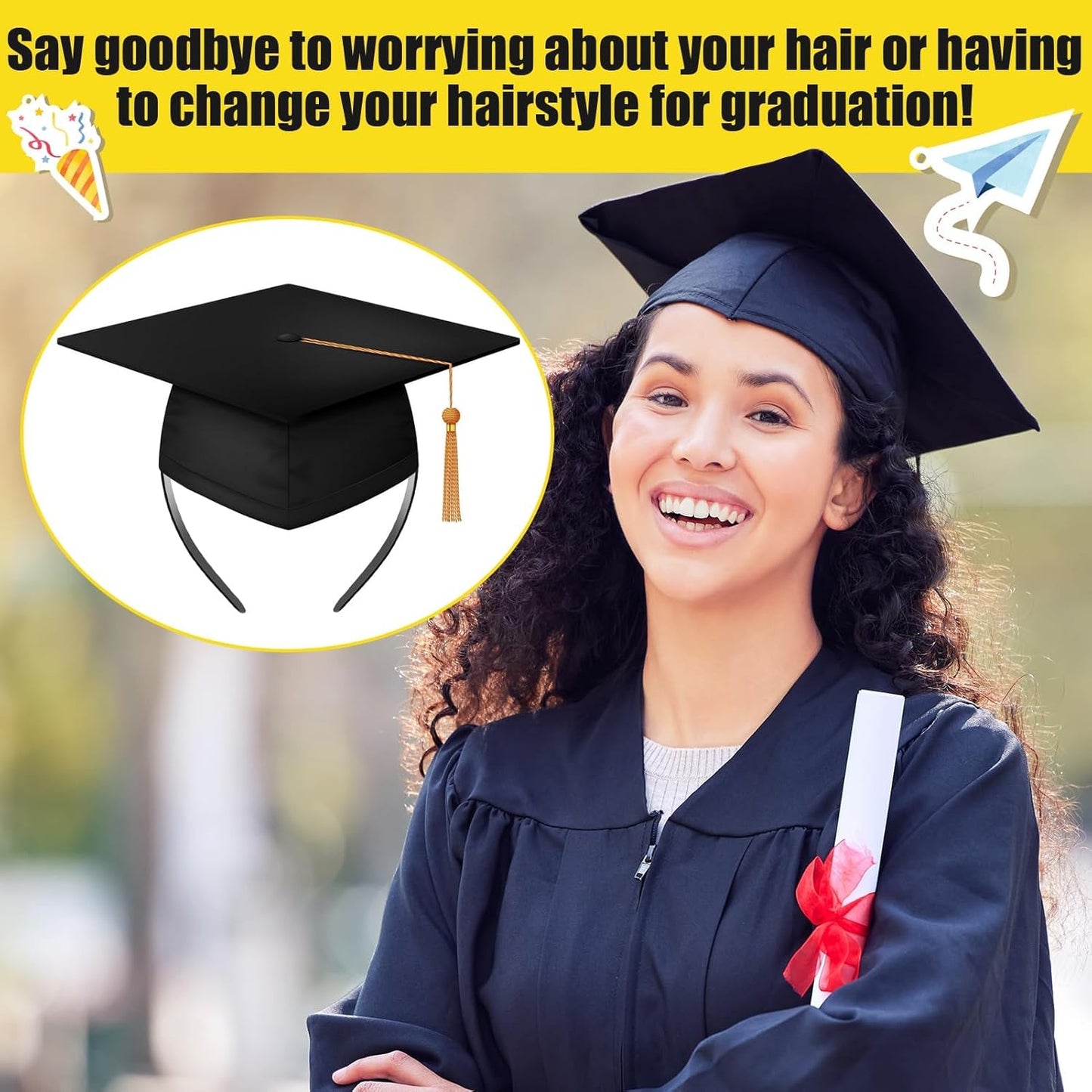 Graduation Cap Headband - Adhesive Felt Hair Band Accessories for Graduates | Stylish & Comfortable