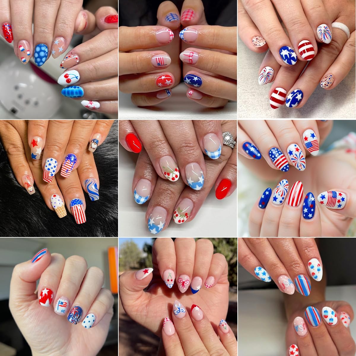 6 Sheets 4th of July Nail Stickers 250th Anniversary Patriotic Nail Decals Self-Adhesive American Flag Firework Gnome Nail Design Independence Day Stickers for Women DIY Manicure Decor