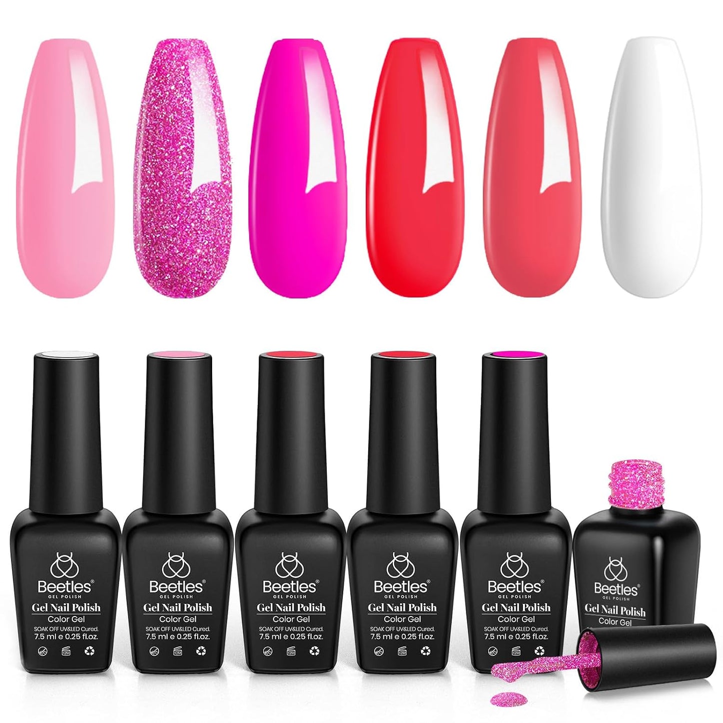 Beetles Gel Nail Polish Kit - 6 Soak Off UV Colors | Long-Lasting Glossy Finish for Salon & Home Manicure