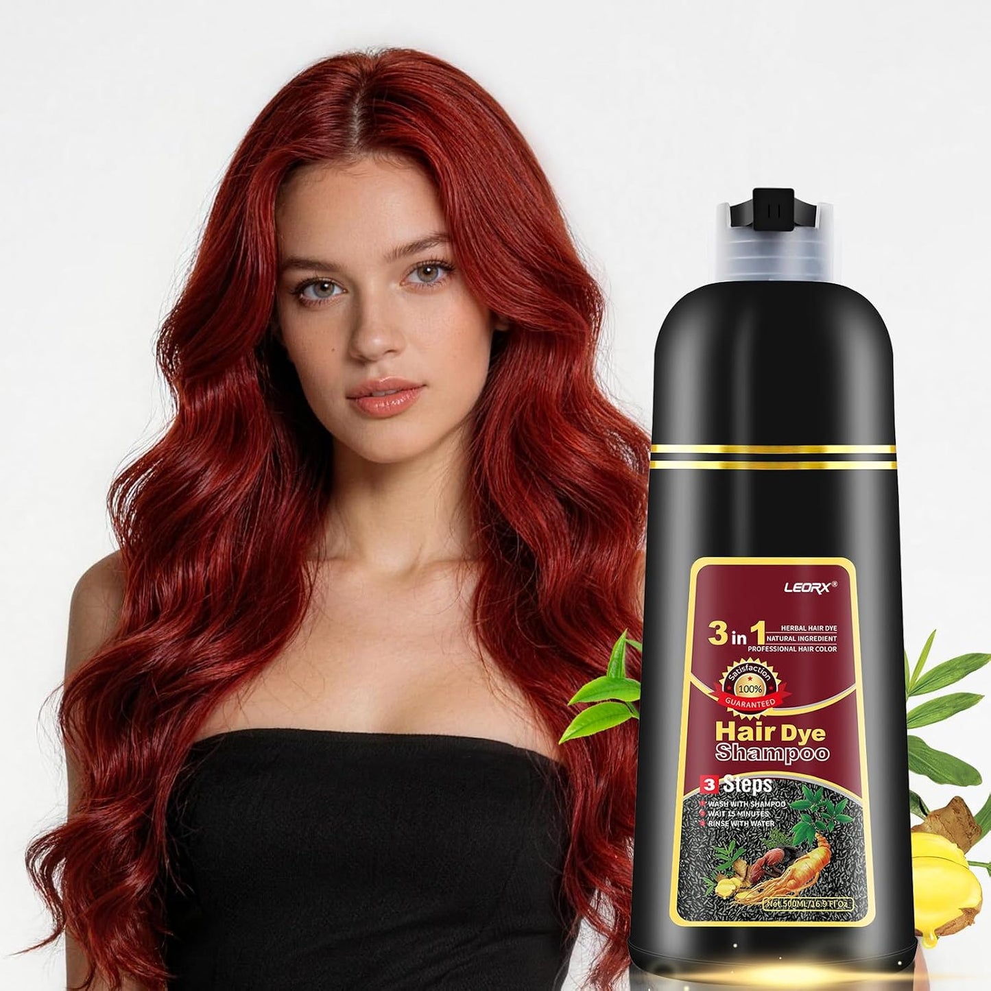 Copper Brown Hair Dye Shampoo - 3 In 1 Herbal Formula for Instant Color Refresh | Unisex Hair Treatment