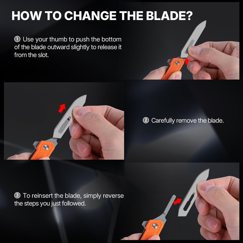 Tops Home Mini Folding Scalpel – Slim G10 Handle with Back Clip, Liner Lock Pocket Knife for Crafts, Utility Box Cutter, Includes 20 Replaceable Blades (#24 & #60) (Orange)
