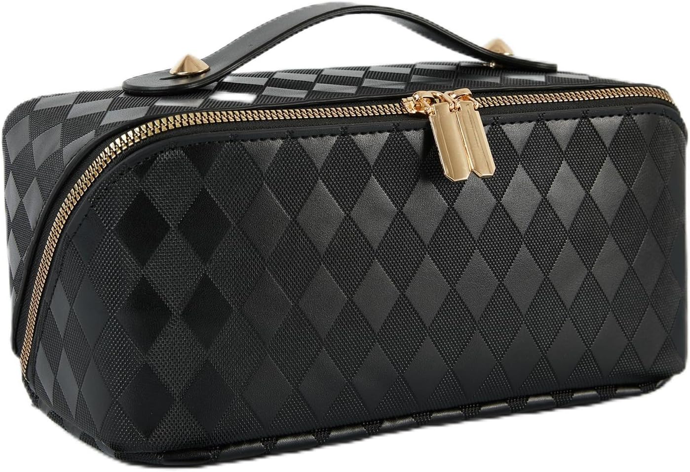 Large Capacity Travel Makeup Bag - Waterproof Cosmetic Organizer with Compartments | Black
