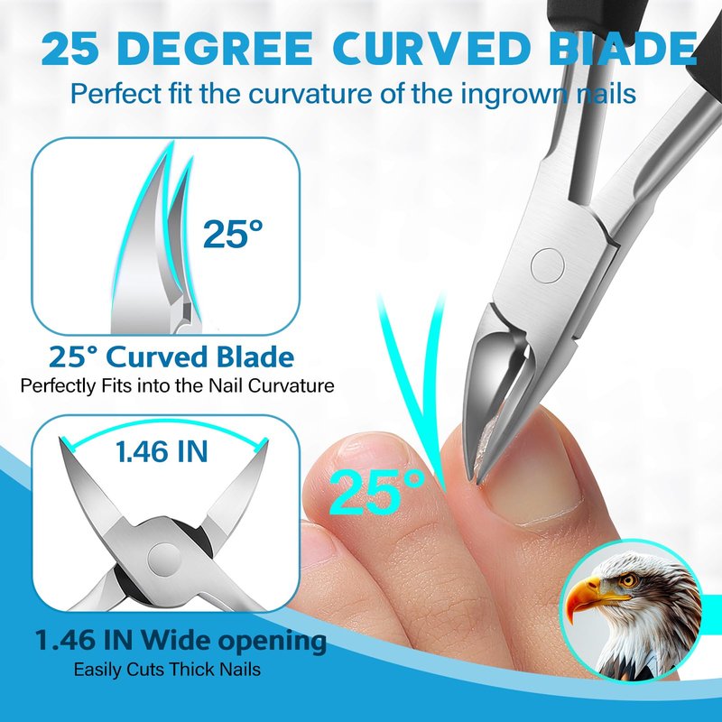 2026 Heavy Duty Toenail Clippers for Thick Nails, 7-in-1 Pedicure Kit with Catcher for Seniors & Men, Professional Wide Jaw Ingrown Toe Nail Clipper Set, Podiatrist Tool