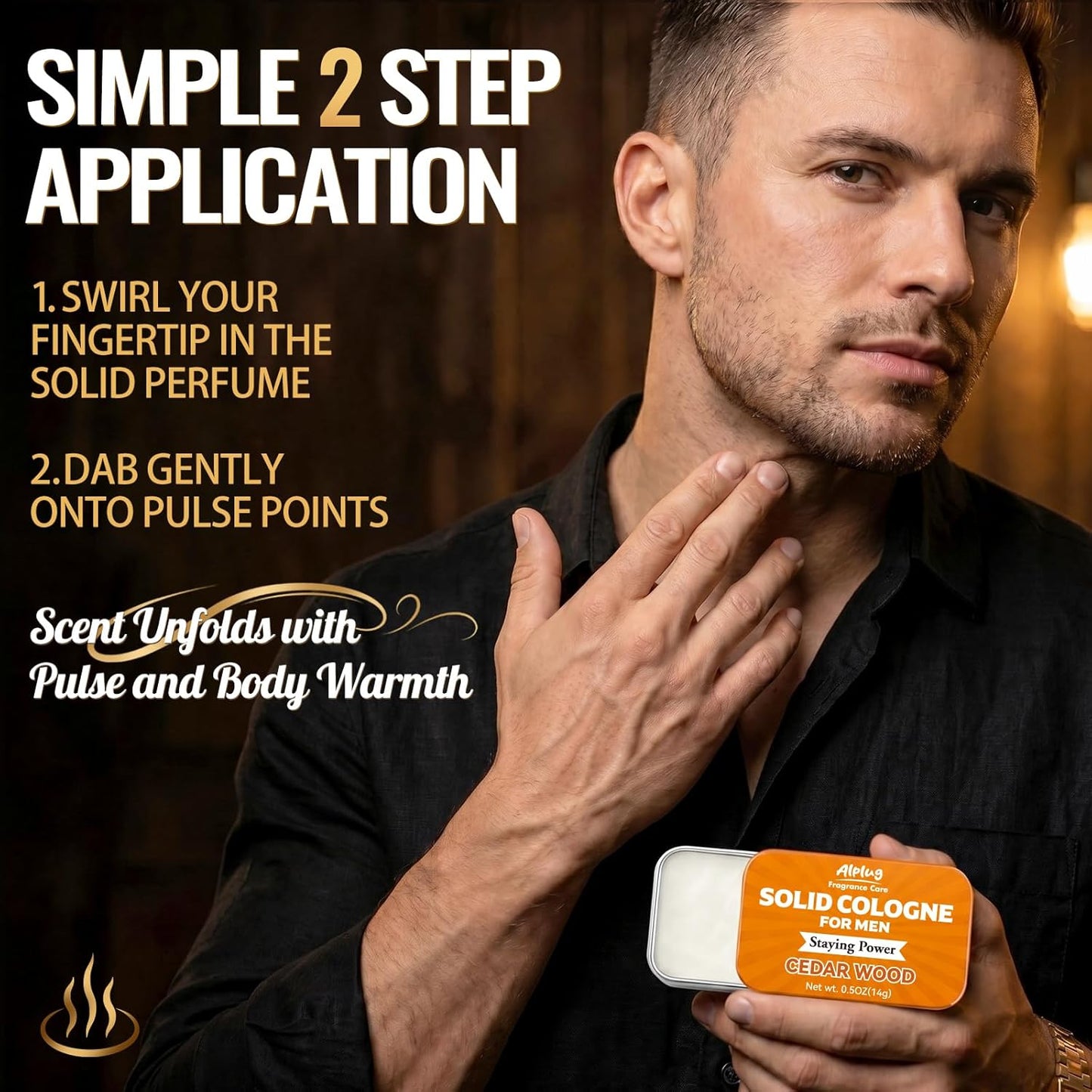 Solid Cologne Gift Set for Men - 6 Pack of Cedar Wood, Bergamot & Sandalwood | Perfect Father's Day Gift for Dad or Husband
