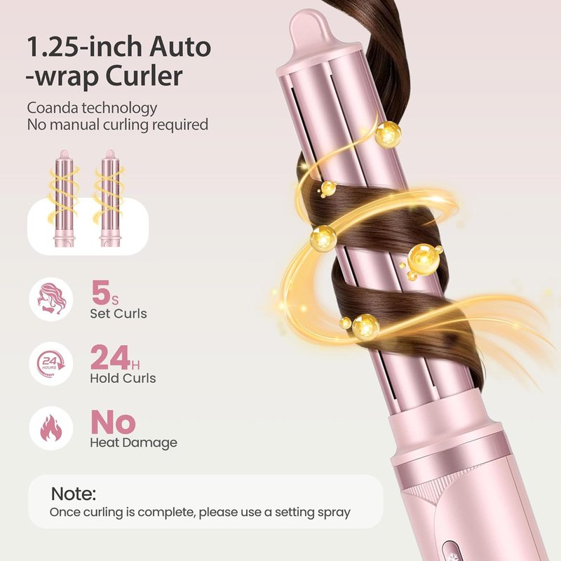 8-in-1 Hair Styler & Dryer Brush Set - Ionic Blow Dryer with Curlers | Fast Drying, No Heat Damage