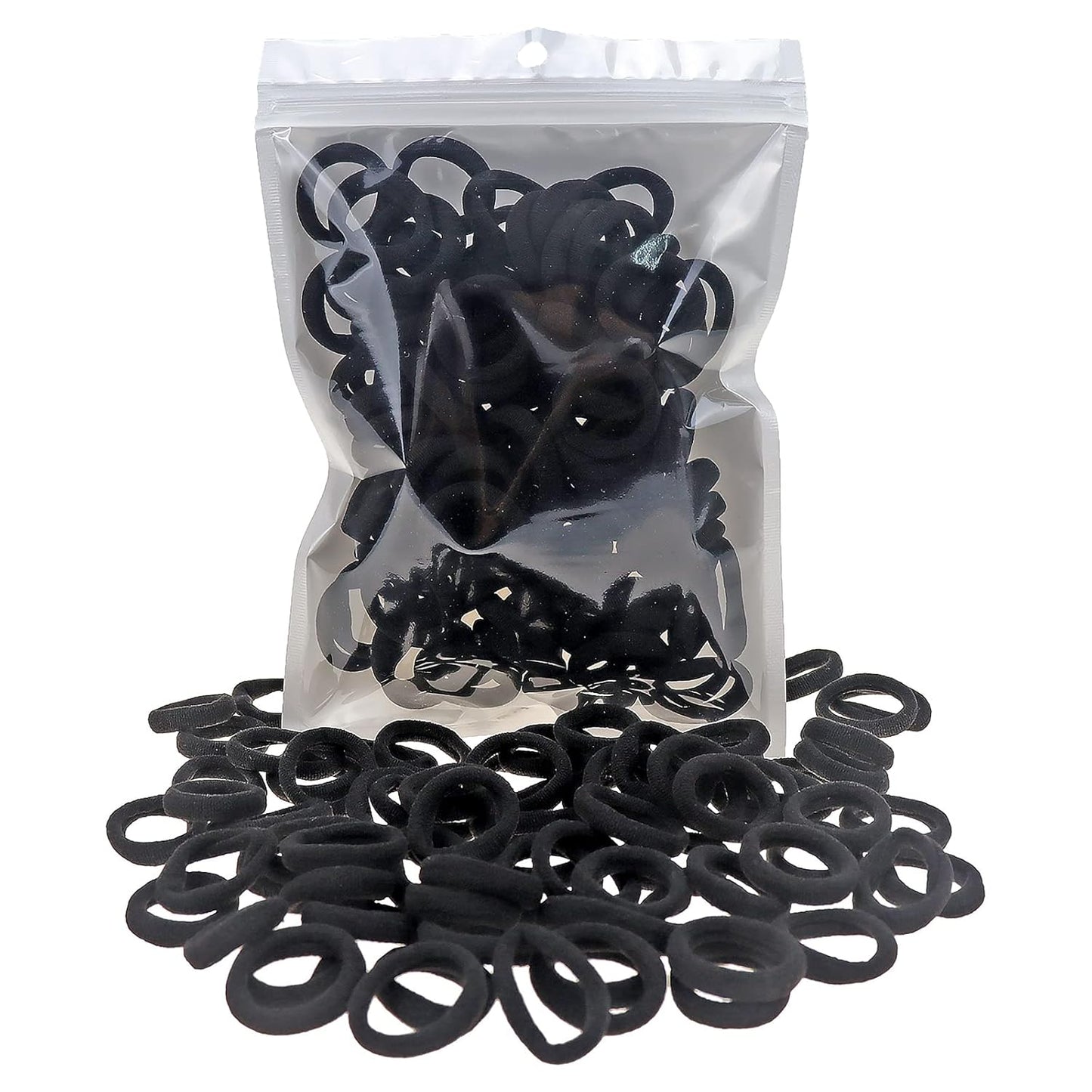 Nylon Hair Ties - 100 Pack Black Seamless Ponytail Holders for Toddlers & Baby Girls