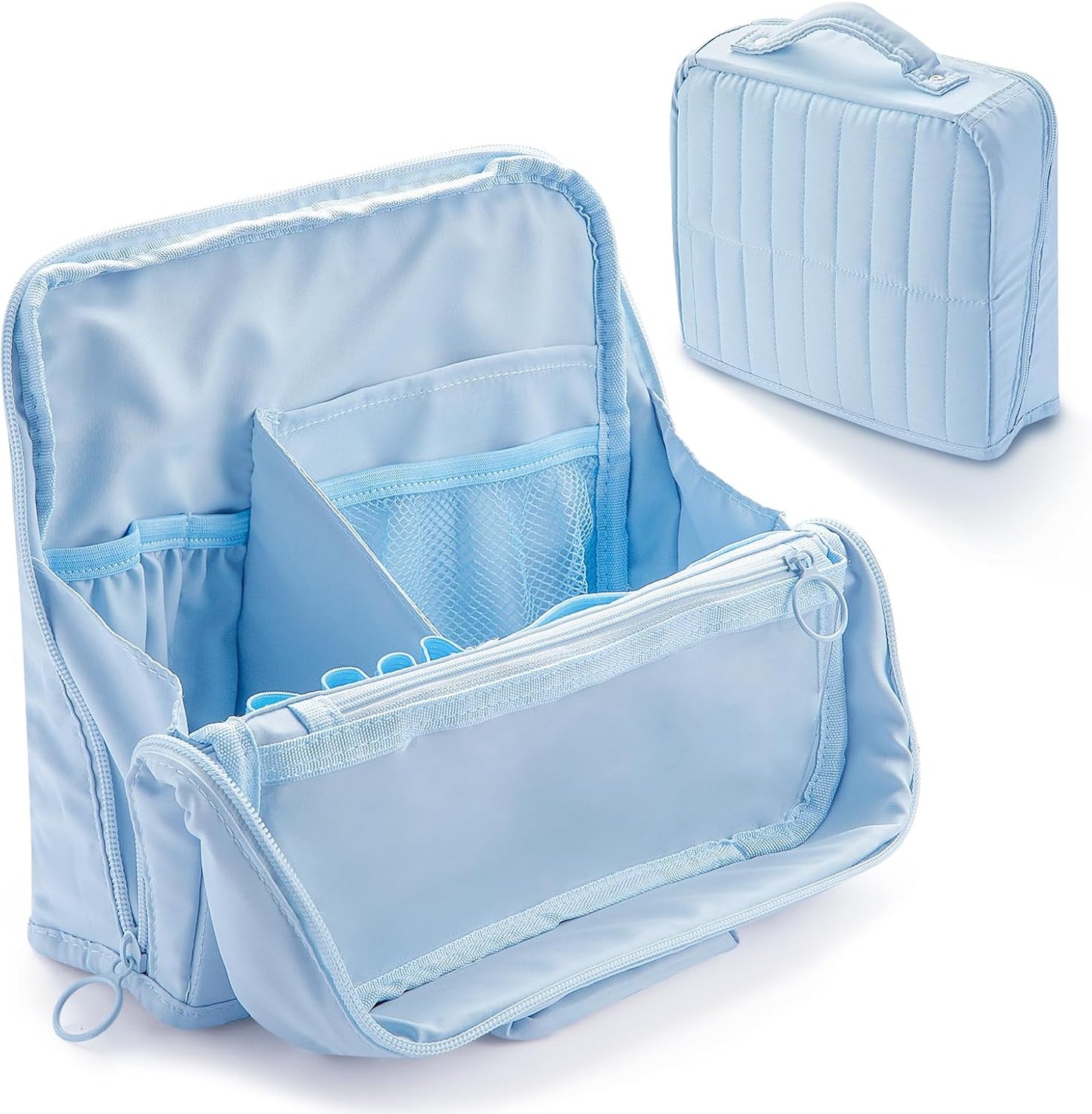 Standing Makeup Bag - Large Capacity Travel Toiletry Organizer with Multiple Compartments | Pink