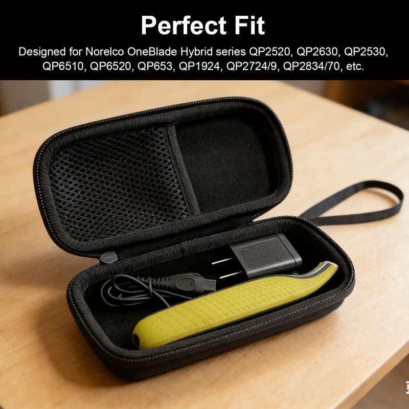 Diyeeni Hard EVA Travel Case Face and Body Hybrid Electric Trimmer Shaver, Protective Organizer with Mesh Pocket for Small Accessories, for QP2520 QP2630 QP2530 QP6510 QP6520 QP653