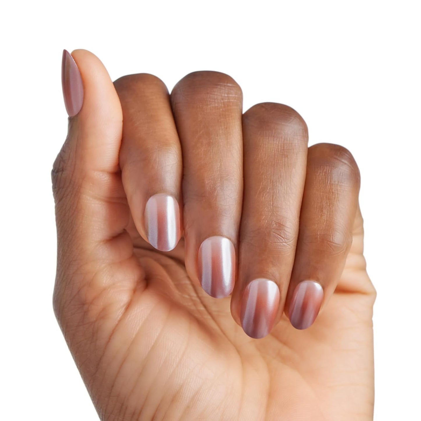 Kiss Impress No Glue Press-On Nails - Blissful Radiance Brown | Short Oval Shape, 30 Nails & Accessories