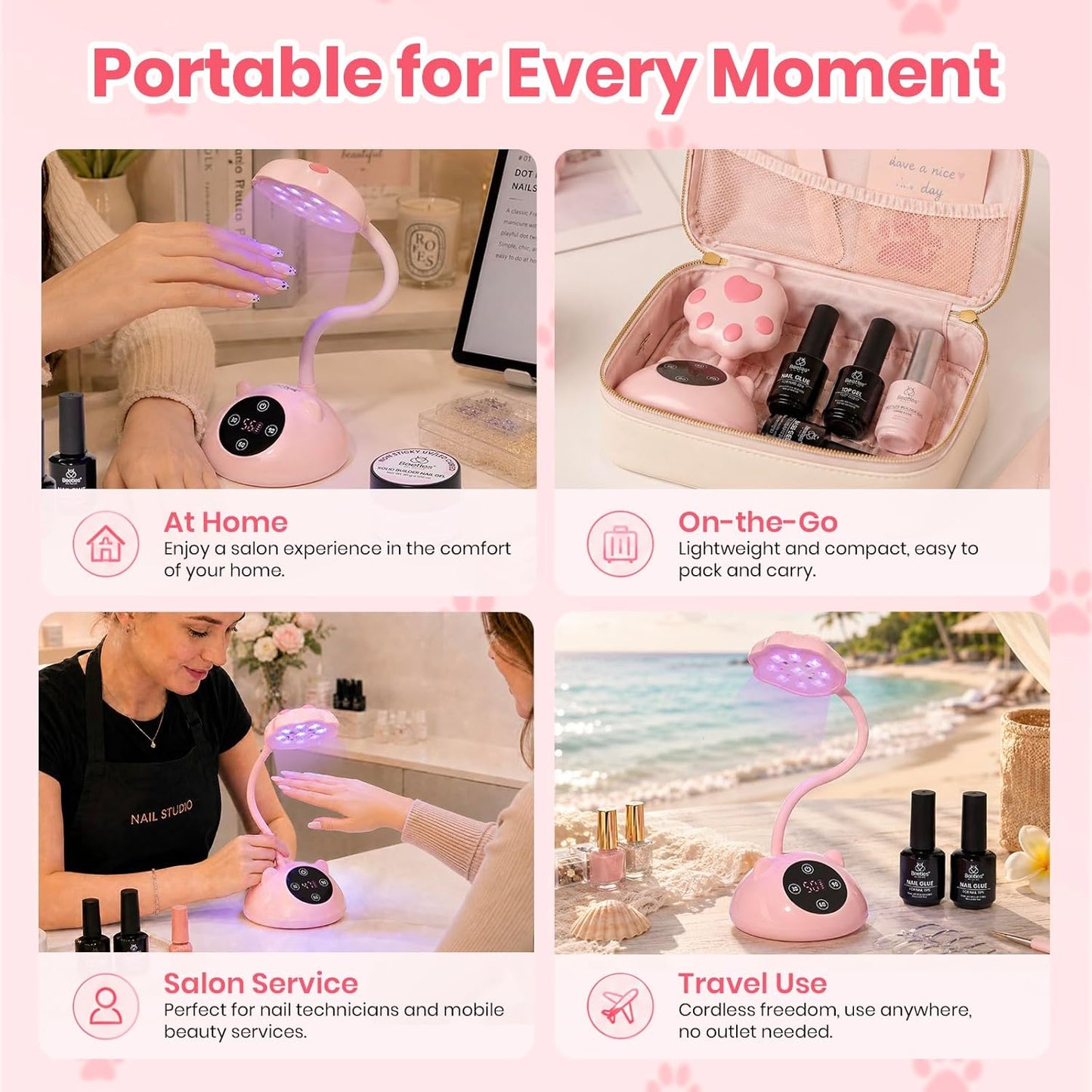 Beetles Gooseneck Flash Cure Nail Lamp - Cordless UV Nail Dryer with Smart Sensor | 2000mAh Rechargeable, 36 mW/cm²
