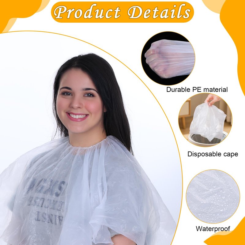 Yuanan 50 PCS Disposable Barber Cape, Waterproof Salon Cape Plastic Professional Hair Cutting Capes Hairs Stylist Capes Salon for Hairdresser Artist Clients Home and Salons Use-40 X40 Inch