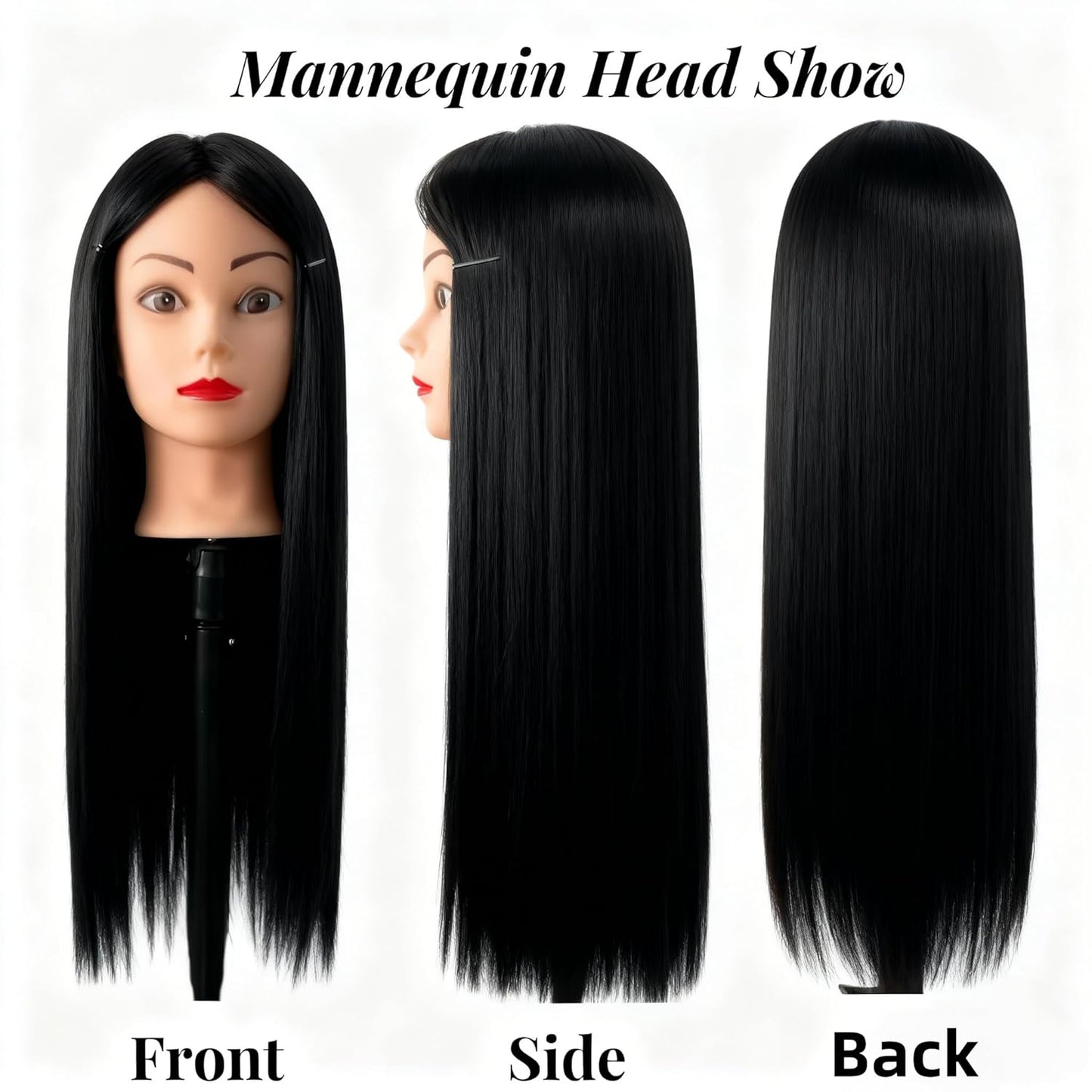 Professional Cosmetology Mannequin Head with Hair - 28" Doll for Hair Cutting, Braiding & Styling Practice