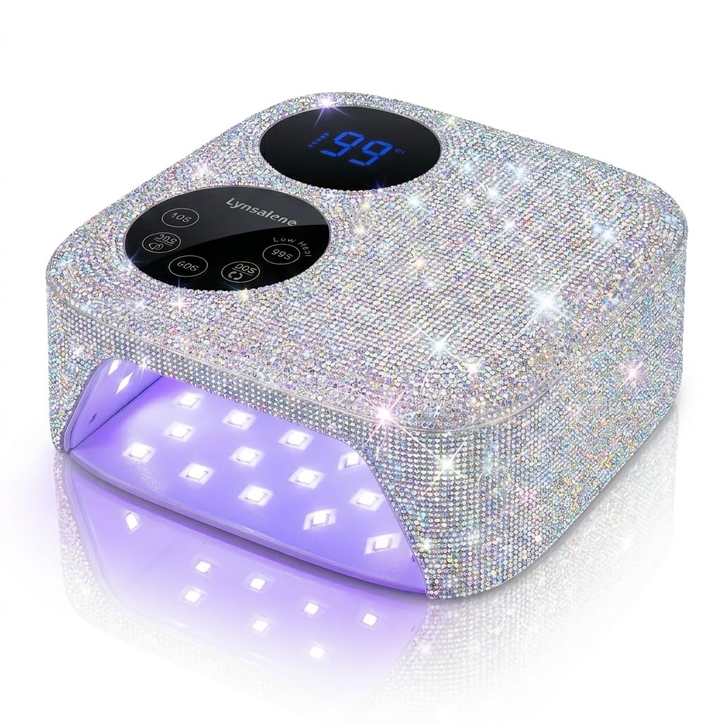 80W Cordless Wireless Nail Lamp, Professional UV Light for Gel Nails with Rechargeable Battery, Dual-Screen Display & Magnetic Base, Fast Curing Gel Polish Nail Dryer, LED Nail Light (Diamond)