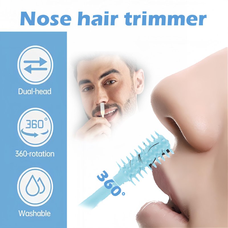 Nasal Hair Cutter, 2026 Upgraded 360° Double Sided Portable Nose Hair Trimmer for Women Men, Travel Essentials Washable Nose Hair Remover Grooming Tool (3 Pcs Blue)