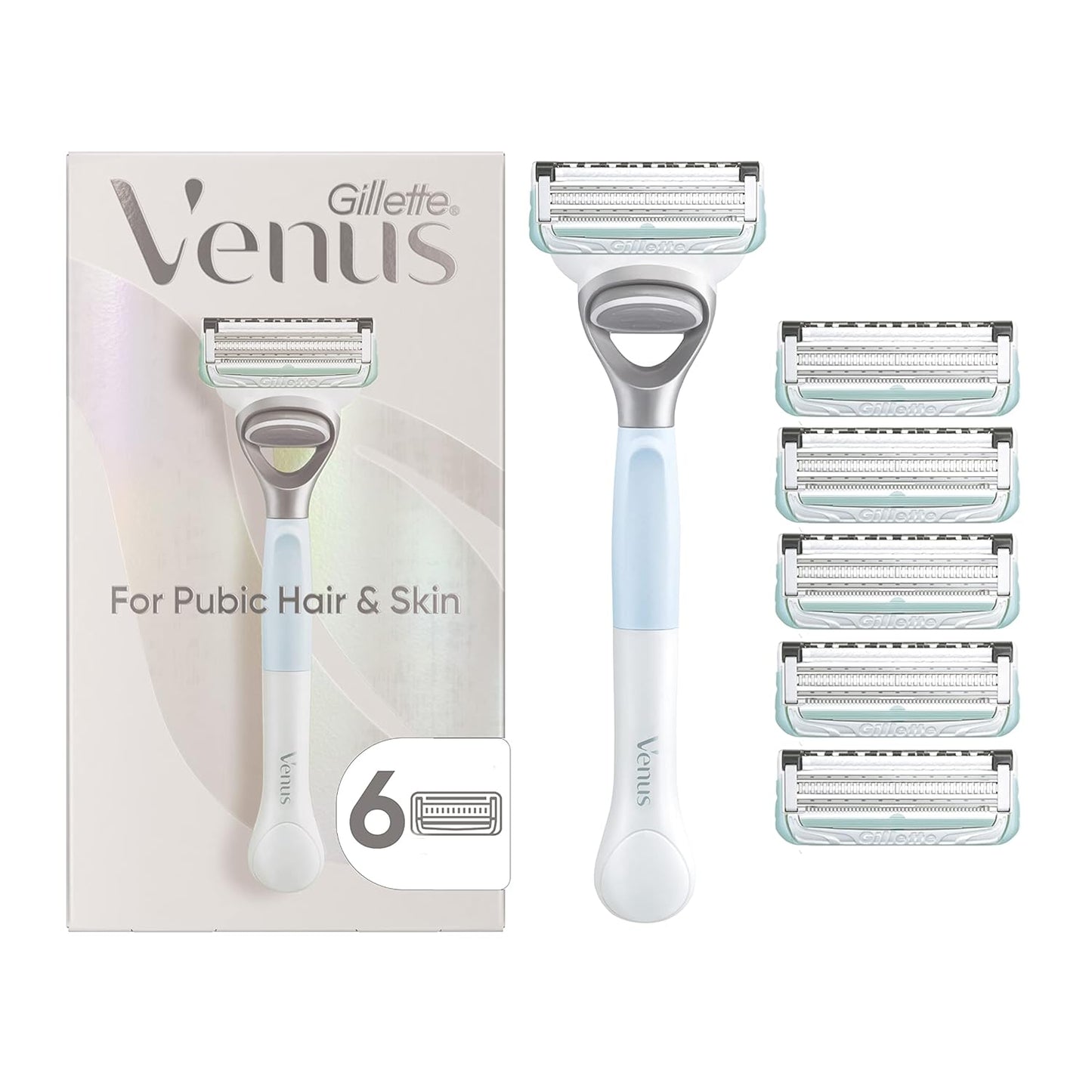 Gillette Venus Intimate Grooming Razors - Women's Bikini Trimmer & 6 Blade Refills | Smooth Shaving Solution