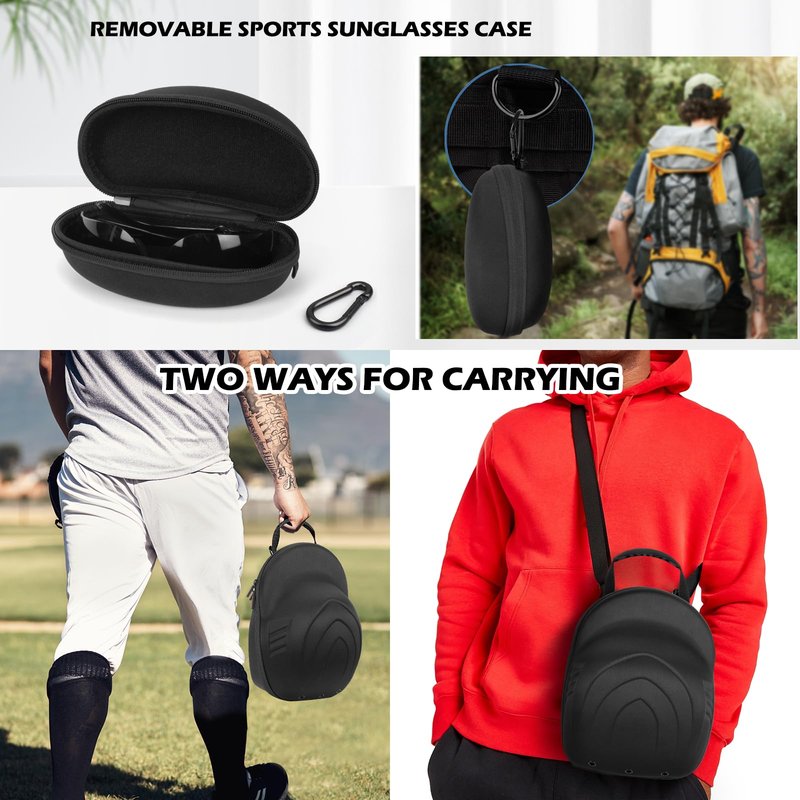 Yewltvep Hard Baseball Hat Case+Sunglass Storage, Hat Carrier Travel Case Hat Storage for 6 Baseball Caps Organizer Protect with Adjustable Shoulder Strap, Perfect for Traveling and Home Storage