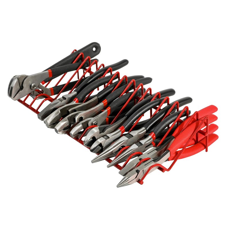 ARES 62003 - Red 16-Slot Plier Rack - Keep Pliers Organized in Tool Drawer - 3/4-Inch Slots Fit Most Plier - PVC Coating Protects Pliers and Prevents Slippage