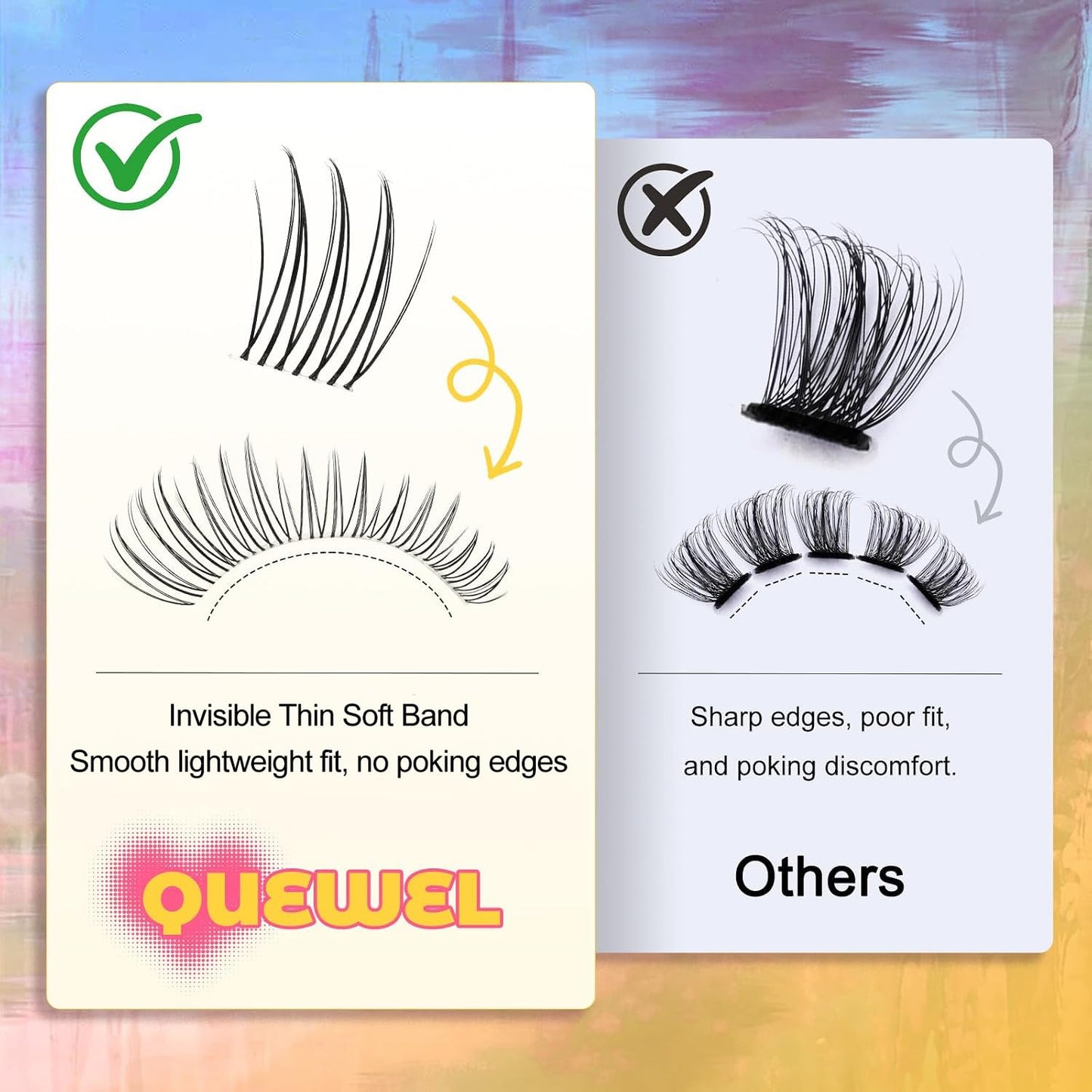 QUEWEL Natural Lash Clusters Kit Soft 120Pcs Aurora Lash clusters Invisible Band Lightweight C Curl 8-16MM Eyelash Extension Kit with Eyelash Clusters Bond and Seal Tweezers for Daily Wear (Aurora)