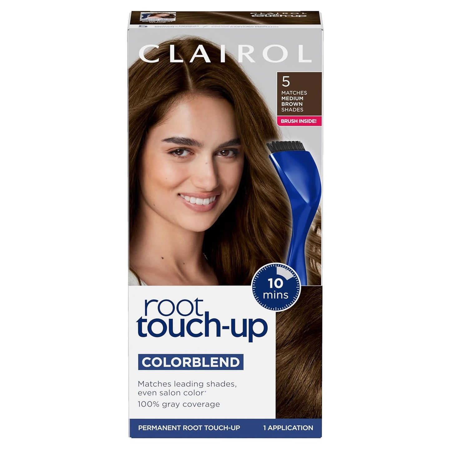 Clairol Root Touch-Up Permanent Hair Dye - 5 Medium Brown | 100% Gray Coverage, Easy Brush Application