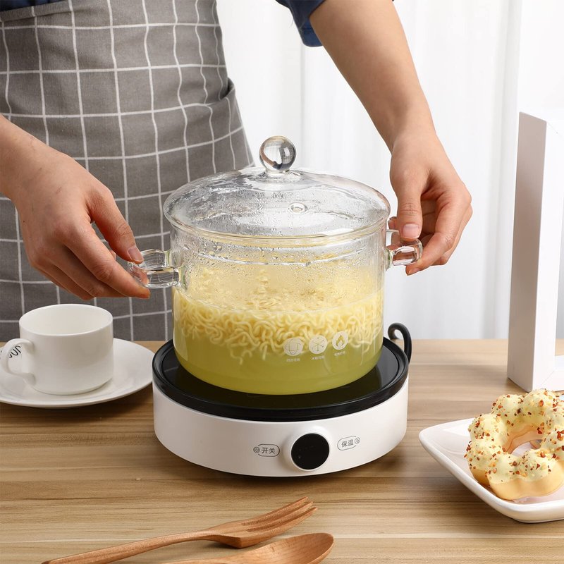 Simmer Pot for Stove Potpourri, Glass Potpourri Tea Pot with Lid for Stove, 1900ml 66 Oz Clear Cooking Saucepan Household Cereal Bowls Soup Saucepan Transparent Large Home Our Place Cookware