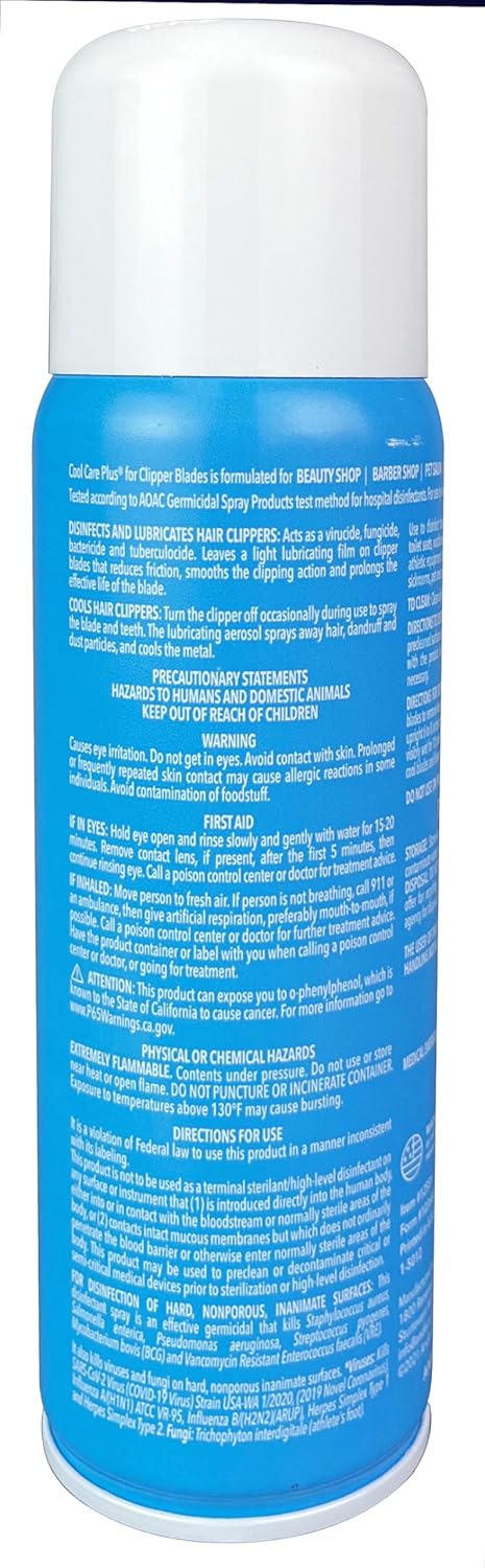 Andis Cool Care Plus 5-in-1 Clipper Blade Spray - Professional Grooming Tool for Easy Cleaning, Cooling & Disinfecting | 6 Oz - Blue