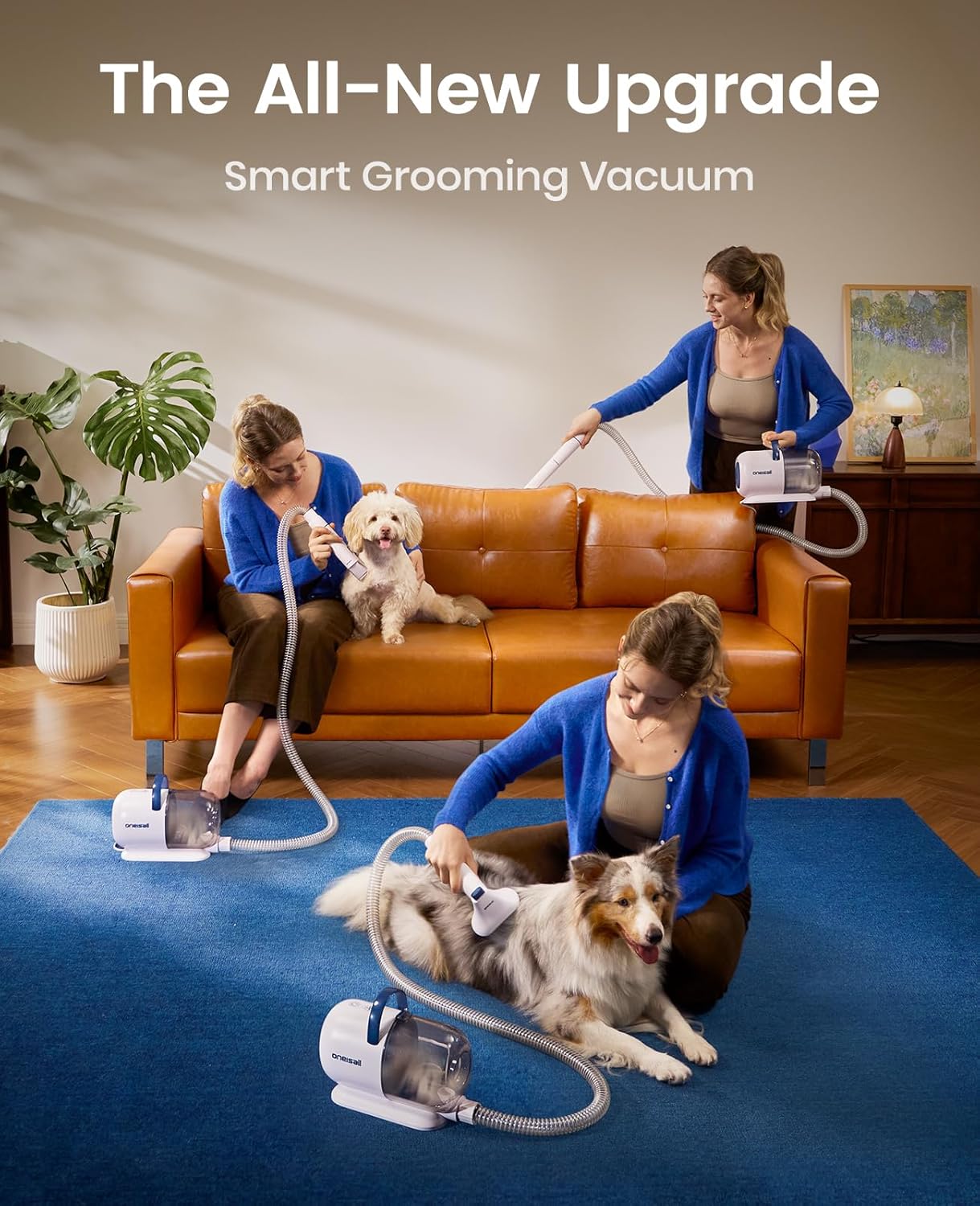 Dog Grooming Vacuum - 15000Pa Suction, Captures 99% Pet Hair | Quiet Brush & 4 Accessories, 2L Canister