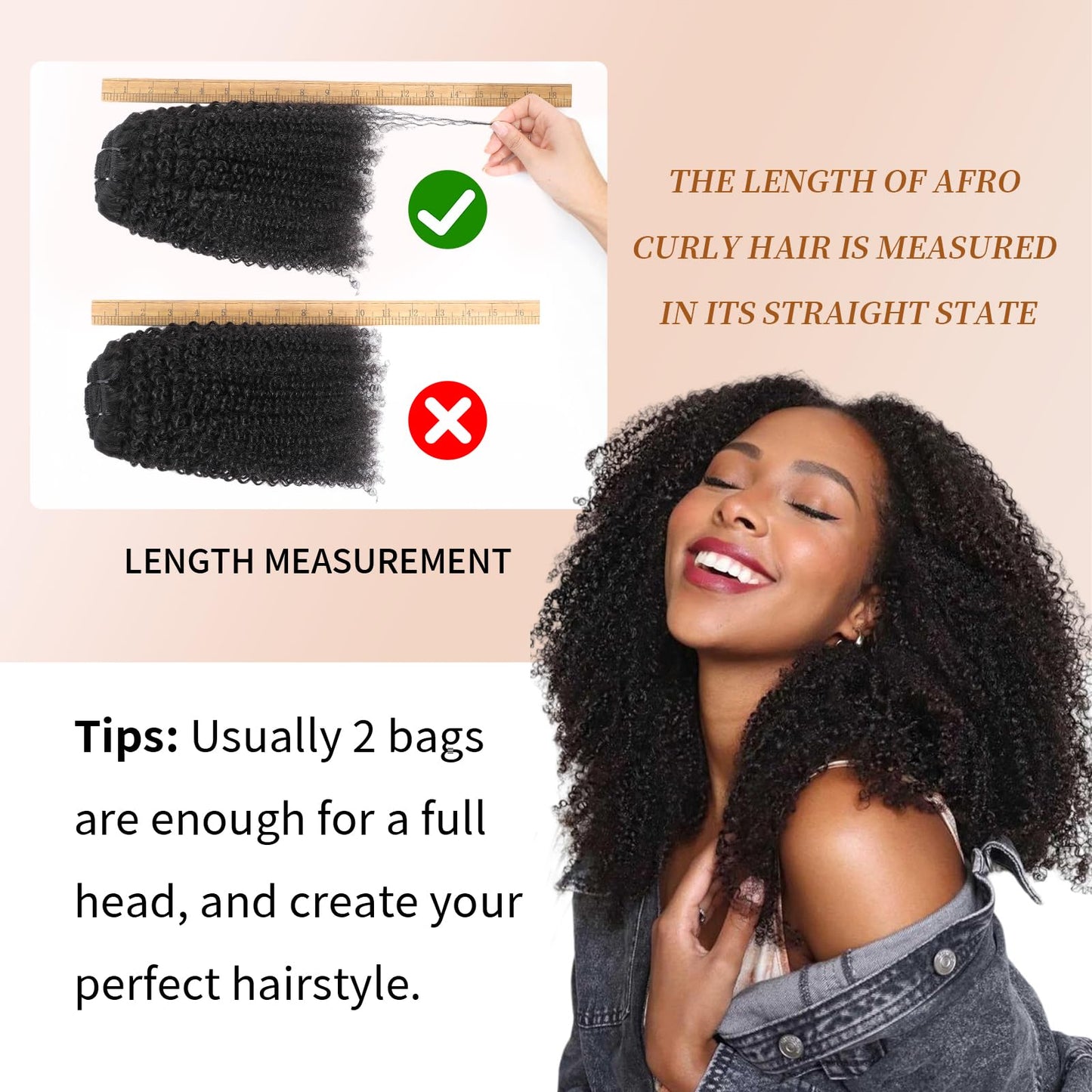 Afro Kinky Curly Clip Ins Human Hair 4C Hair Clip in Extensions Real Natural Human Hair for Black Women 8 pecs with 20 Clips 120g Dark Brown Color 18 Inch