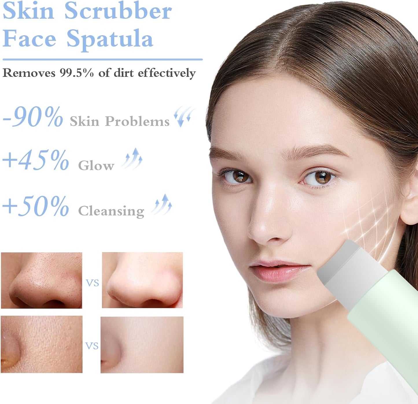 Skin Scrubber Face Spatula - Deep Cleansing Blackhead Remover Tool | Green Color for Men & Women