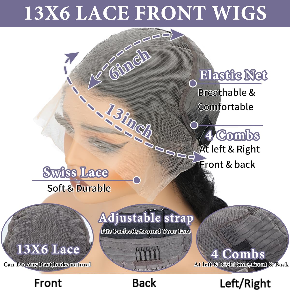 30 Inch 13x6 Lace Front Wigs Human Hair Pre Plucked 200% Density Body Wave HD Transparent Lace Frontal Wigs For Women Can Last 6-9 Months Tangle-Free Natural Color Glueless Wigs with Baby Hair