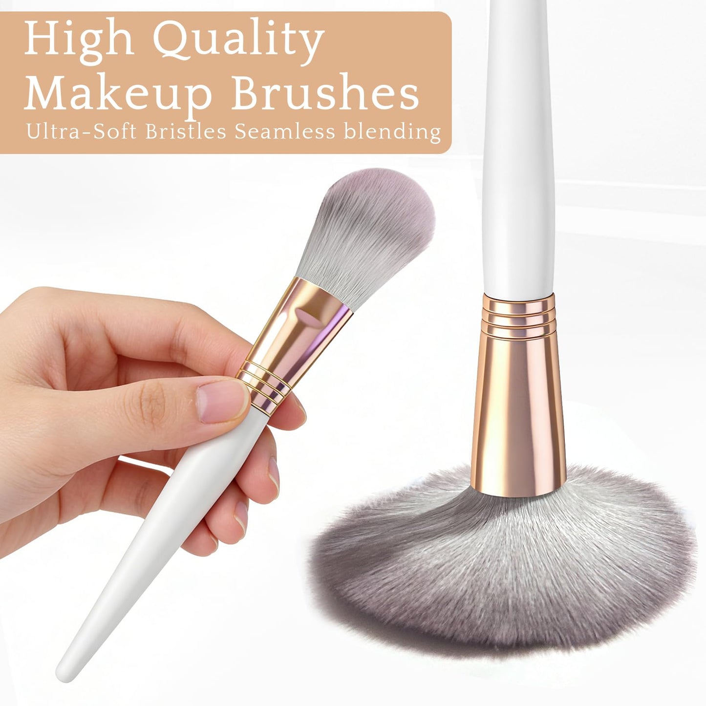 CLRDZN Makeup Brush Set - 15Pcs Makeup Brushes Set Professional, Premium Synthetic Foundation Concealers Eyeshadow Blush Beauty Tools Makeup Brush, Make up Brush Kit With Travel Storage Bag