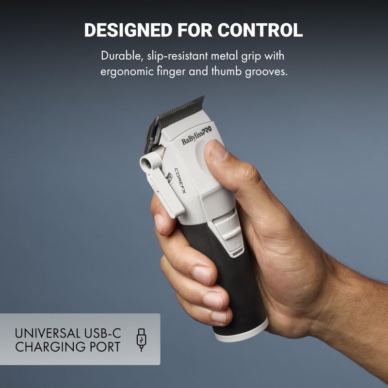 BaBylissPRO COREFX Professional Hair Clippers for Men with 6,800 RPM Motor, Cordless Clippers with 6 Guards, Stainless Steel Blade, 2-Hour Runtime