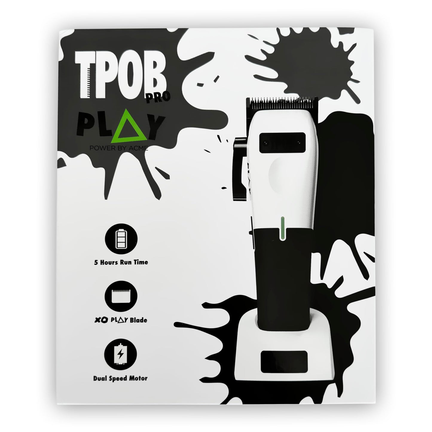 TPOB Play Barber Hair Clippers for Men 7500 RPM with Rubber Grips (White)