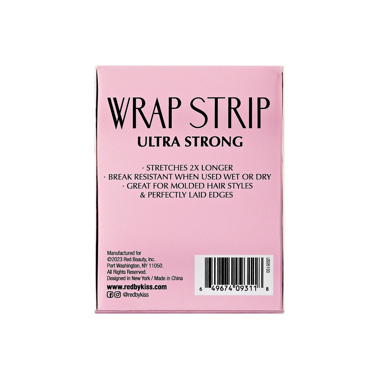 Red by Kiss Hair Wrapping Strip, Ultra Strong 2X Longer Stretch, 40 Strips, Suitable for Wet/Dry Hair, White, Styling Paper for Sleek Hairstyles (2.5", Black, 1 PACK)