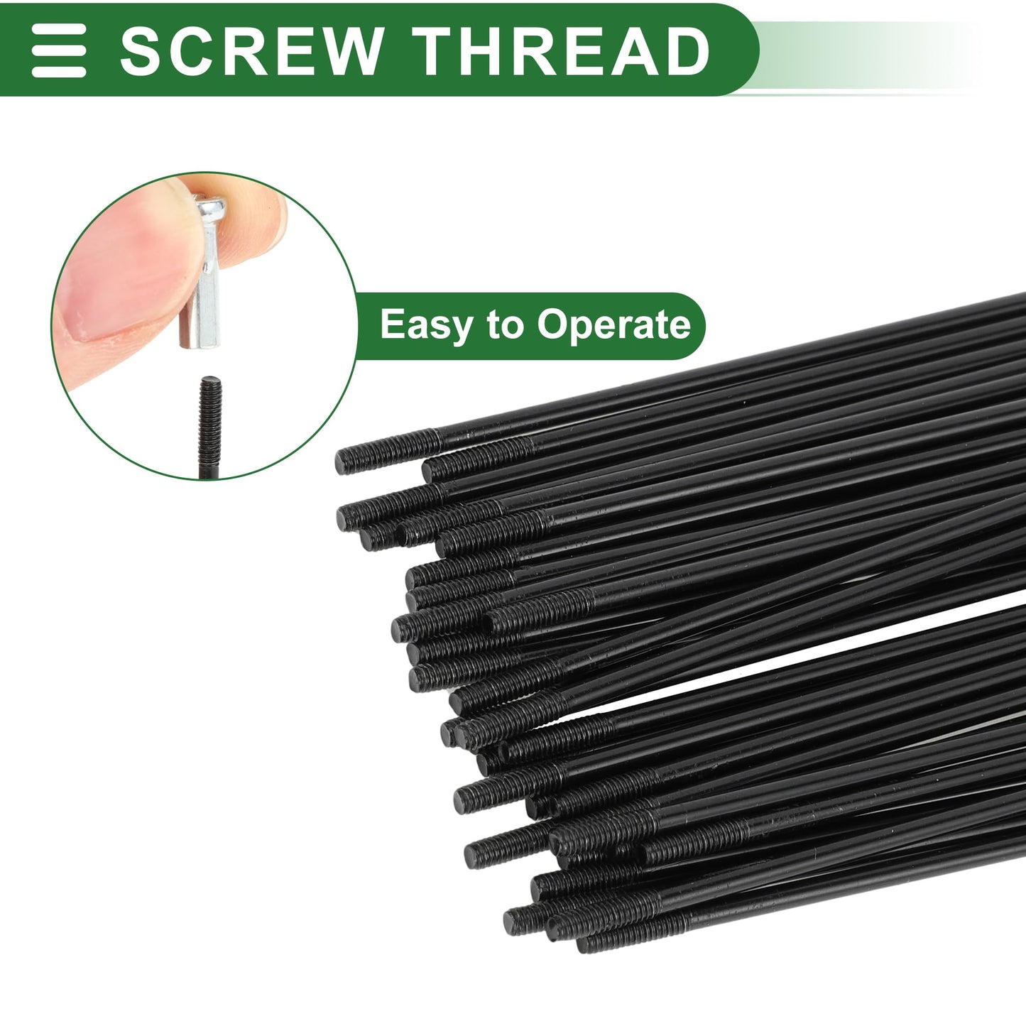 Motoforti Universal Bicycle Spokes Bike Wheel Spokes 14G Carbon Steel Black 1 Set
