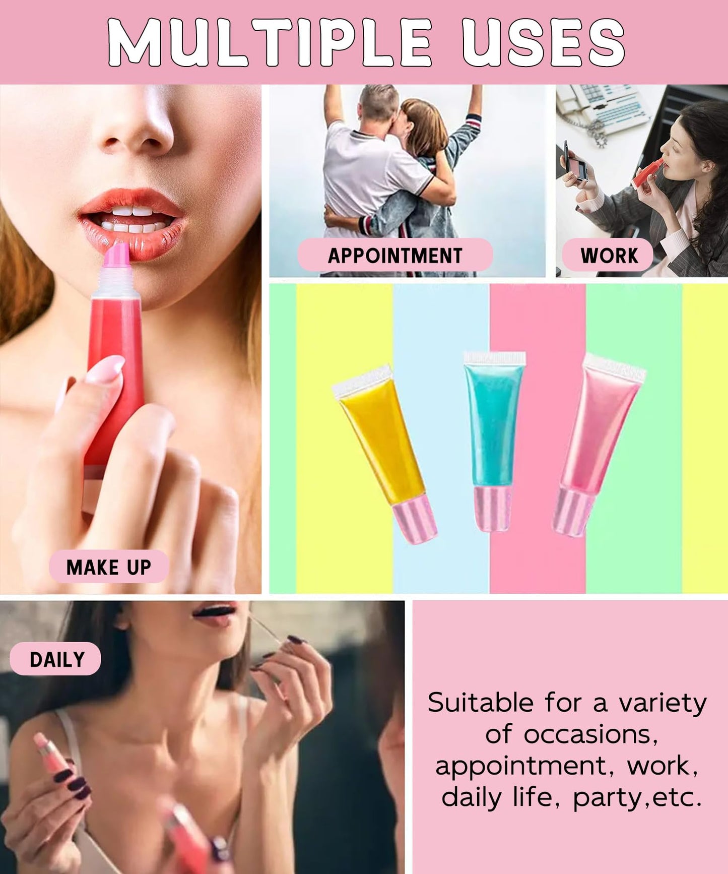 uadbau 8PCS Empty Lip Gloss Tubes - 10ml Clear Lip Balm Tubes with 5ml Syringes - Refillable Squeeze Tubes for Lip Gloss - Mini Cosmetic Soft Tubes for DIY Lip Gloss and Travel Toiletries
