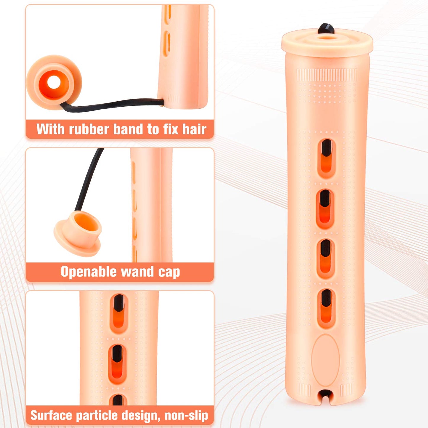 WILLBOND 60 Pcs Perm Rods - Plastic Curling Rollers for Long Hair Styling | 0.78 Inch, Light Yellow