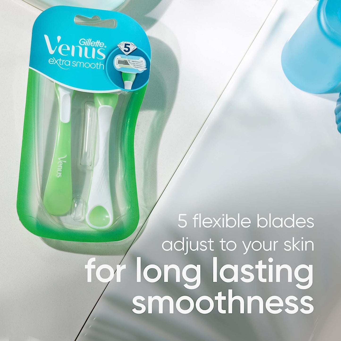 Gillette Venus Extra Smooth Green Disposable Women's Razors, 2 Count (Pack of 2)