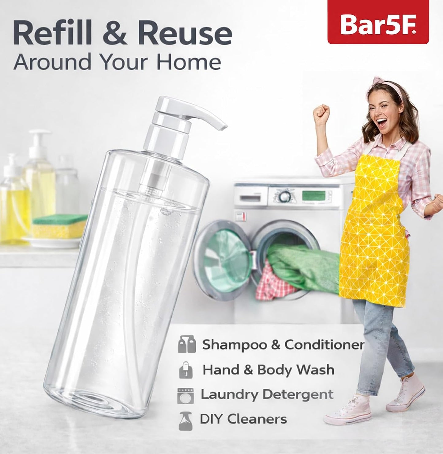 32-Ounce BPA-Free Pump Bottle - Clear Plastic Container for Shampoo, Conditioner & Lotion | 1-Liter Size