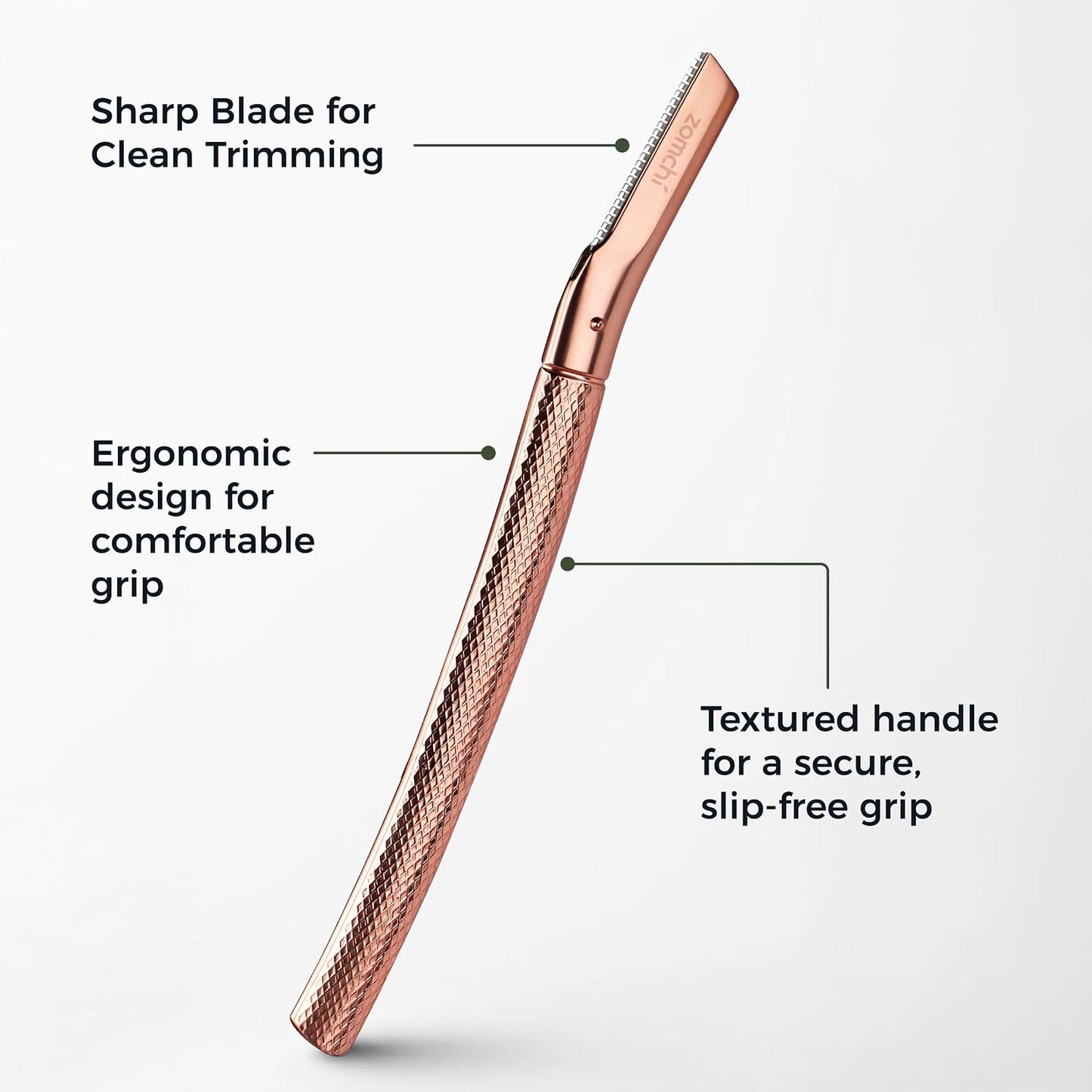 Eyebrow Razor - Precision Face Trimmer for Men & Women - Rose Gold | 6 Blades, Reusable Handle, Compact Design