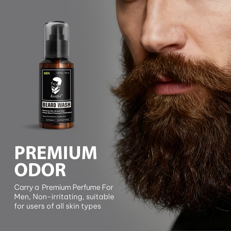 NUSPA NUSPA Deep Cleansing Refreshing Face Beard Wash for Full Beards Removes Dirt and Odor Keeps Beard Shampoo Face Wash with Argan Jojoba Oils,2in 1