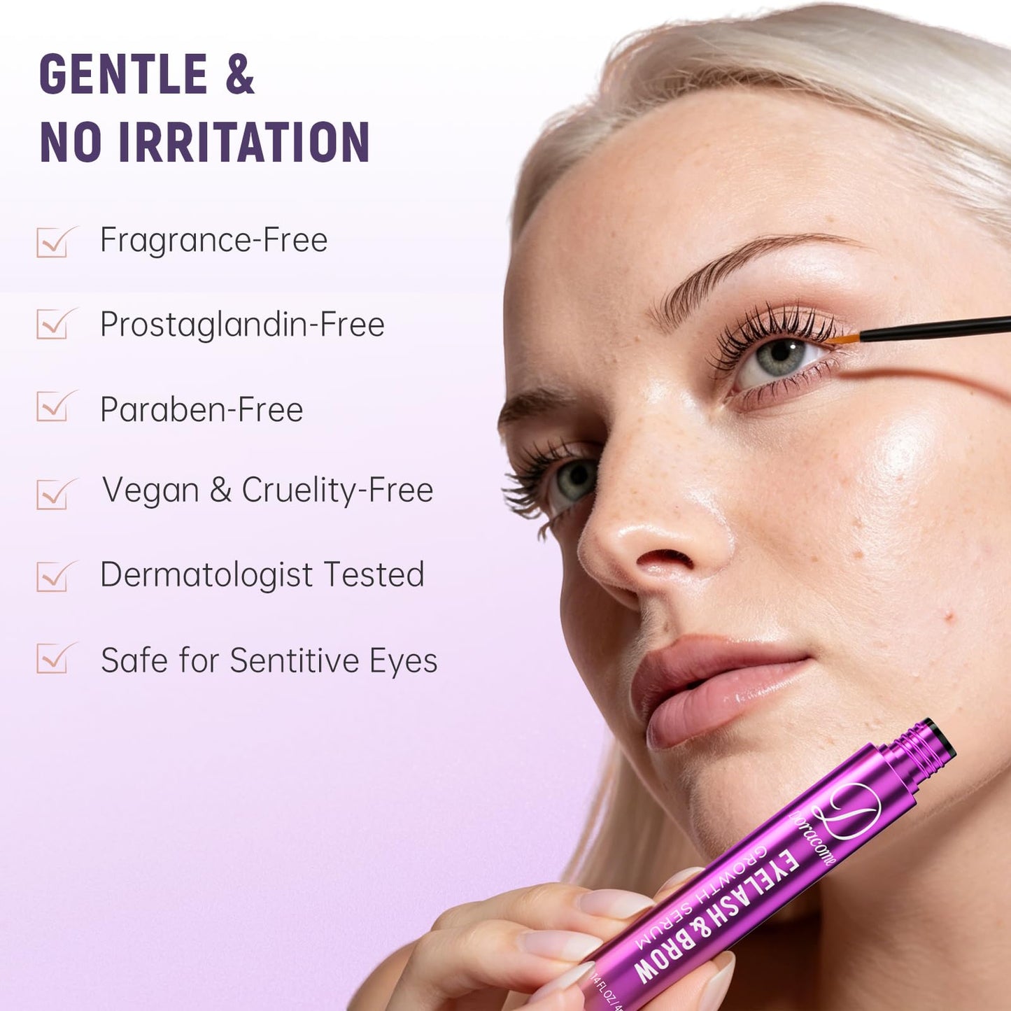 Doracome Eyelash Growth Serum with Peptides & Amino Acids - Lash and Brow Serum for Natural Lengthening & Strengthening - Resilience Support, Safe for Sensitive Skin, Lash Extension Aftercare - 3ml