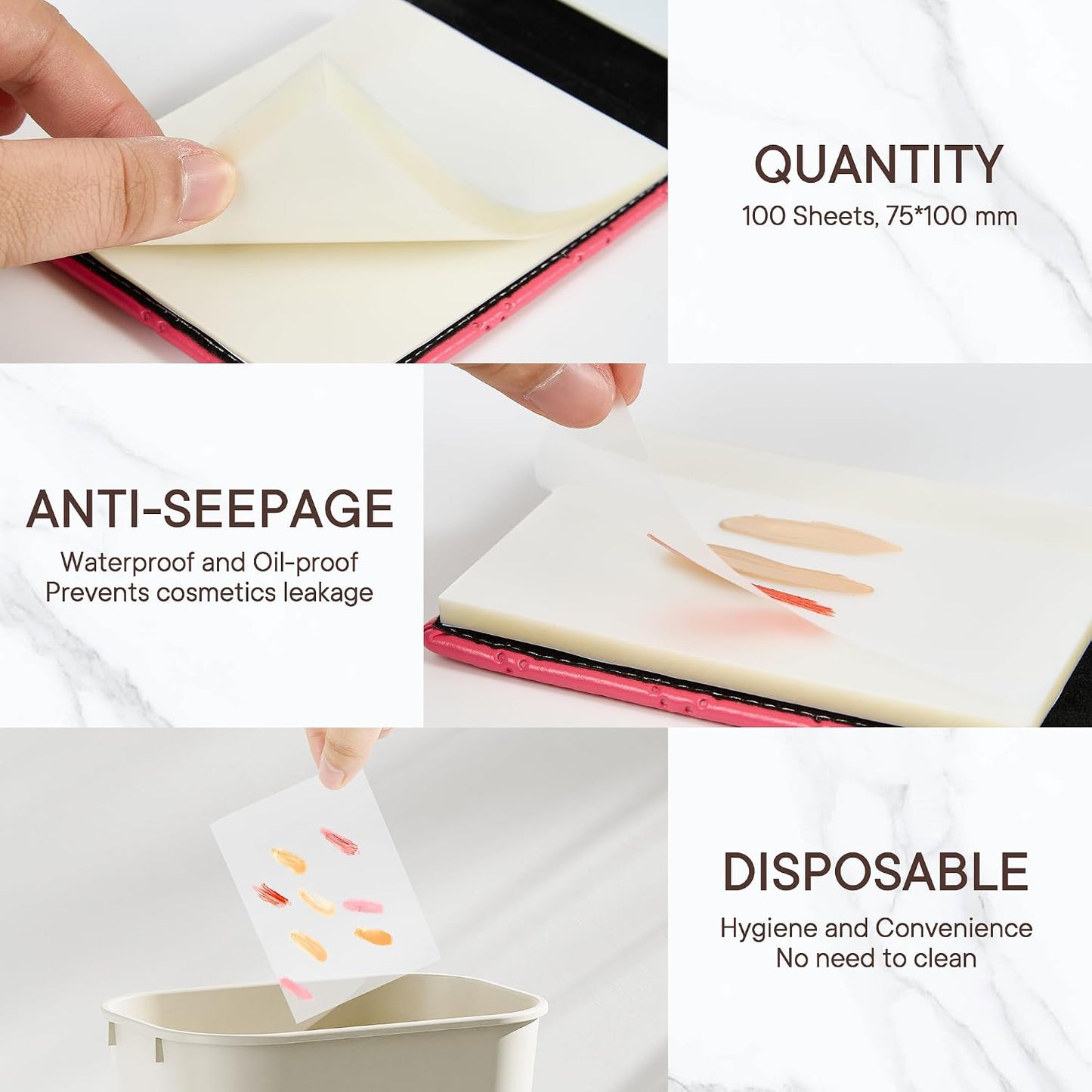 Pocket Makeup Palette Mirror - 100 Disposable Sheets & Spatula | Travel Toiletry Essentials for Makeup Artists
