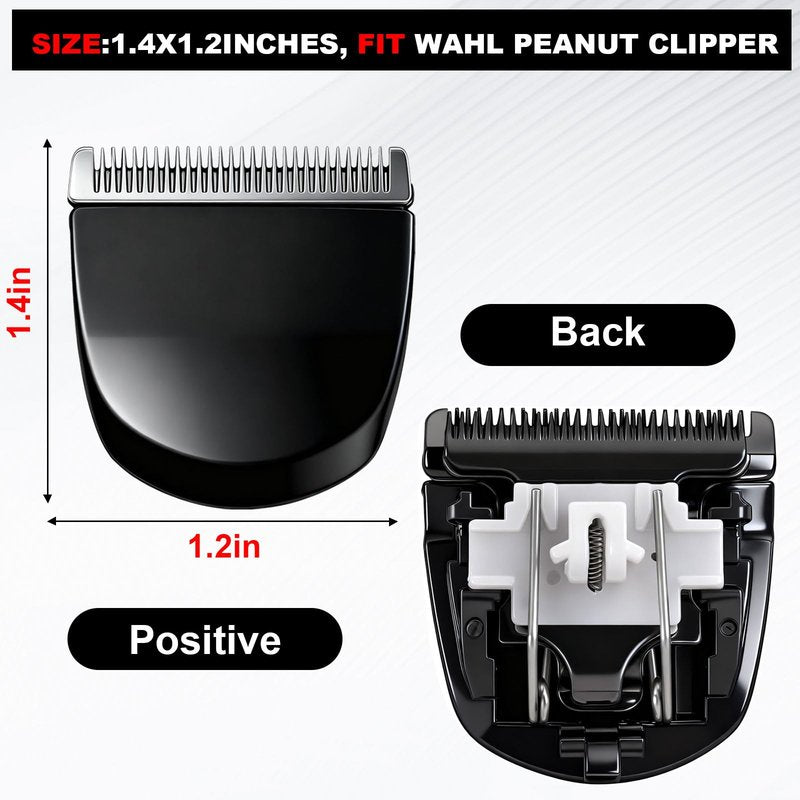 2 Pack Professional Peanut Clipper/Trimmer Snap On Replacement Blades #2068-300 - Compatible with Wahl Peanut Hair Clipper/Trimmer, Black
