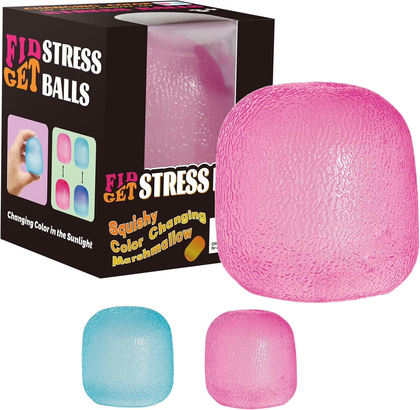 Fidget Toys - Squishy Stress Relief Cube for Anxiety | Pink Sensory Ball for Kids with Autism
