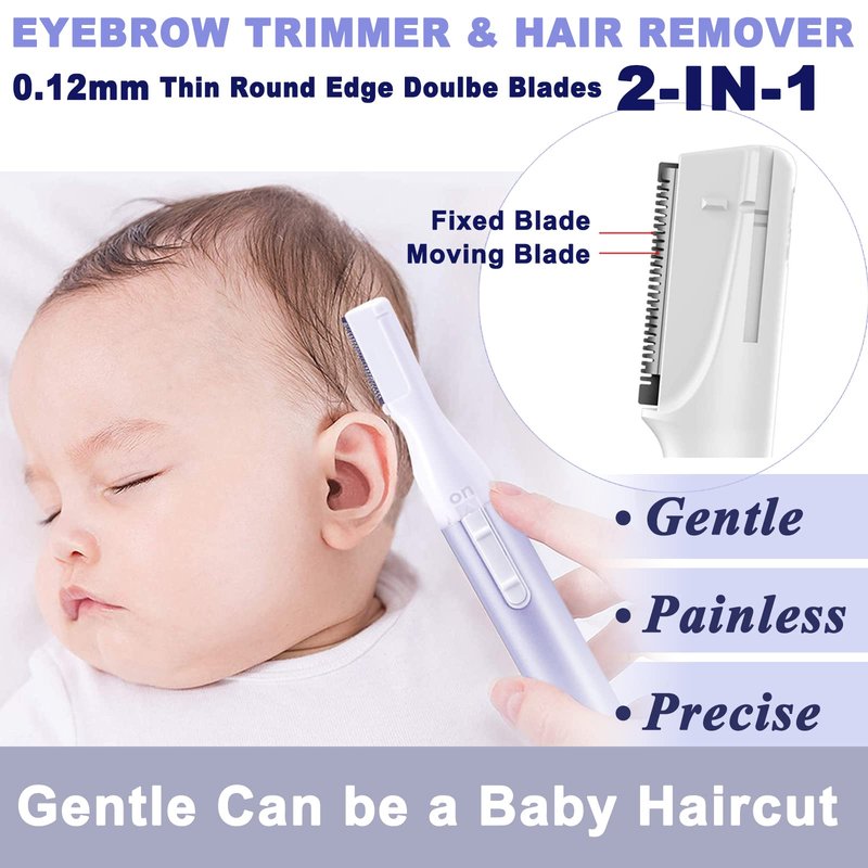 LAIKME Electric Eyebrow Trimmer for Women, Facial Hair Razor Removal for Men, Mini Epilator for Bikini, Remover for Face, Chin, Peach Puzz, Lips, Body, Arms, Legs, Battery Operated (Purple)