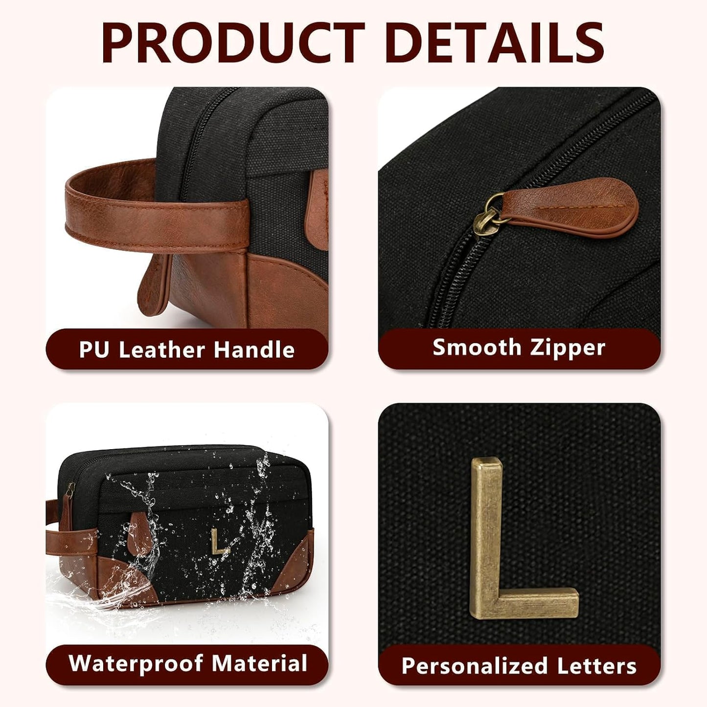 Personalized Travel Toiletry Bag for Men - Waterproof Dopp Kit with Large Capacity | Ideal Father's Day Gift (L)
