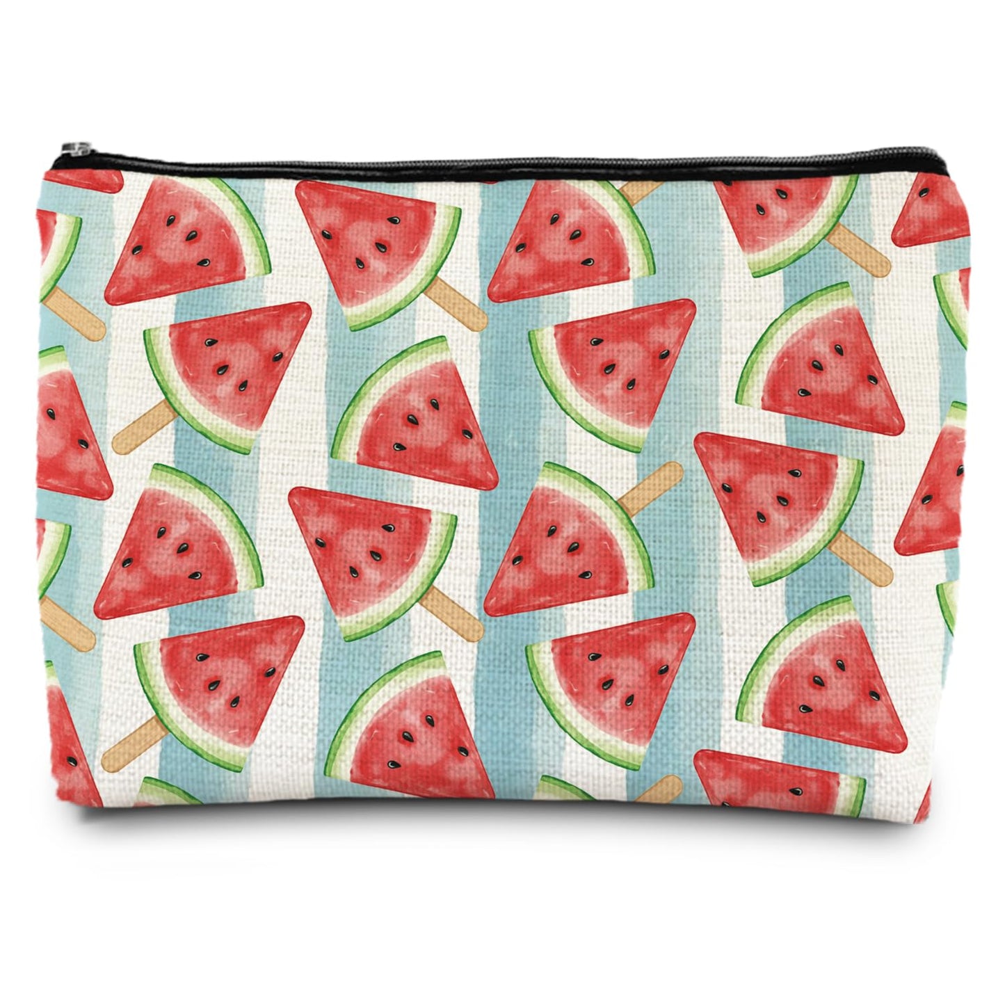 FWSFD Watermelon Makeup Bag, Watermelon Gifts Cosmetic Bags for Women, Fruit Lover Gifts, Cute Summer Fruit Striped Zipper Makeup Pouch Travel Toiletry Bag