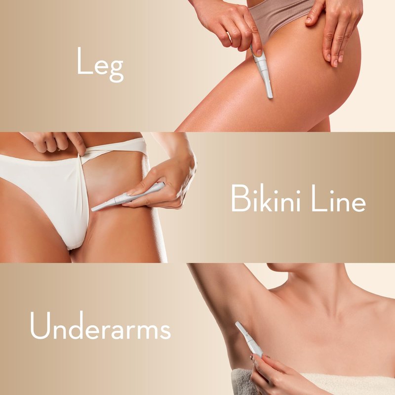 OLOV slim Facial Hair Removal for Women, Painless Eyebrow Trimmer with Pivoting Head, Electric Battery Operated Body Hair Remover with 2 Replaceable Blade for Face Neck Chin Bikini, White